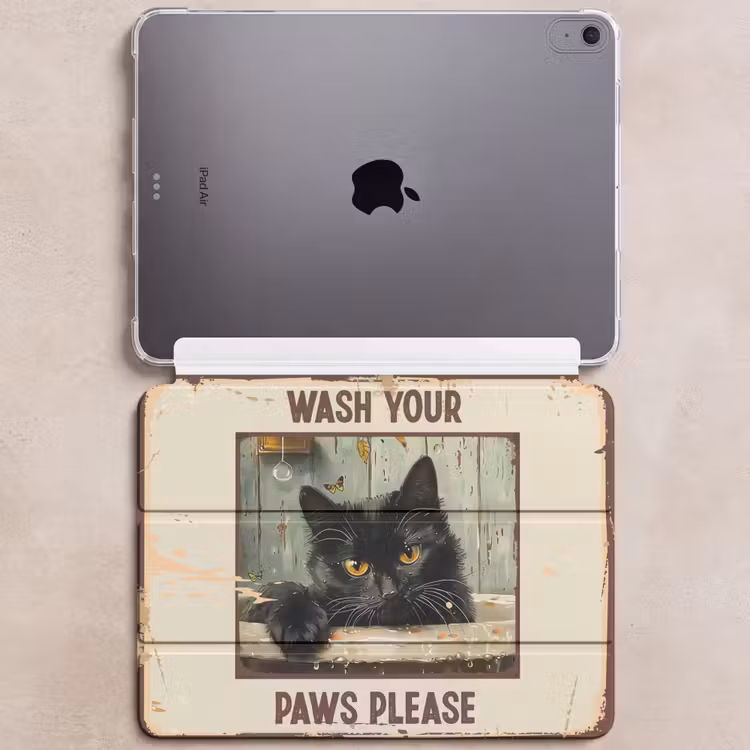 iPad hoes - Vintage - Kat - Quotes - Wash your paws please - Spreuken — 6