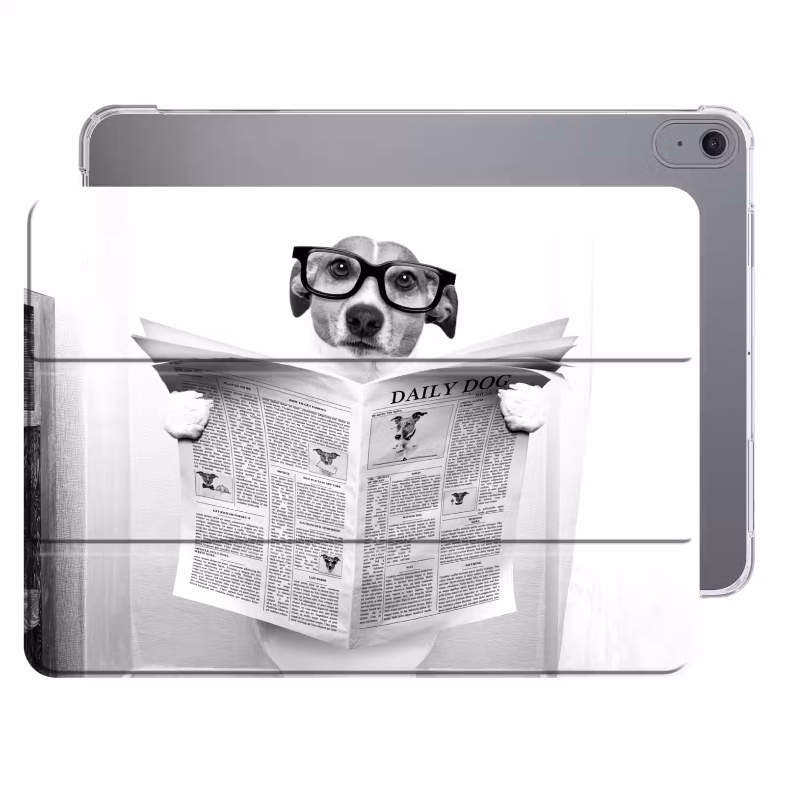 iPad hoes - Hond - Krant - Toilet - Zwart wit - Dieren — 1