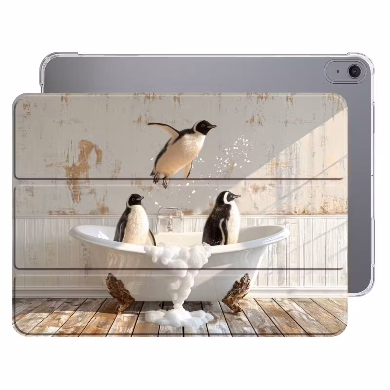 iPad hoes - Vintage - Pinguïn - Badkuip - Schuim — 1