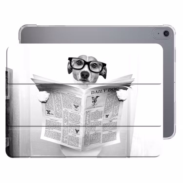 iPad hoes - Hond - Krant - Toilet - Zwart wit - Dieren — 1