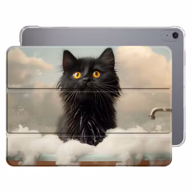 iPad hoes - Kat - Bad - Zwart - Dieren - Schuim — 1