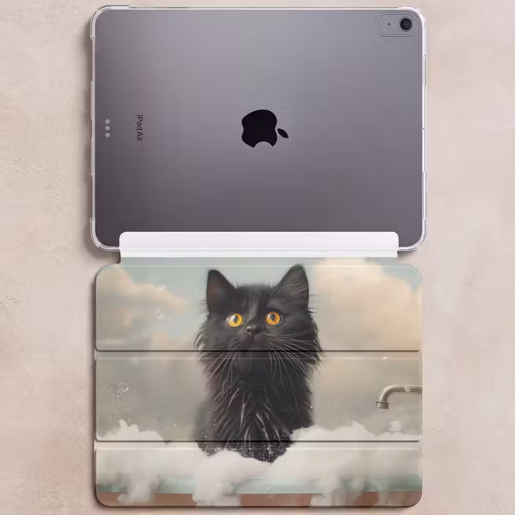 iPad hoes - Kat - Bad - Zwart - Dieren - Schuim — 6
