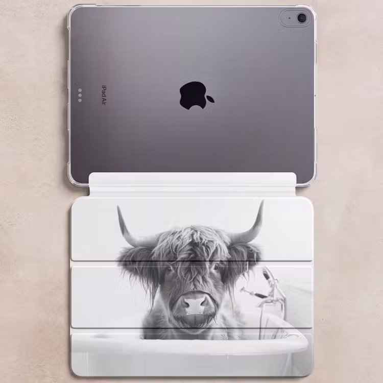 iPad hoes - Schotse Hooglander - Koe - Bad - Zwart wit — 6