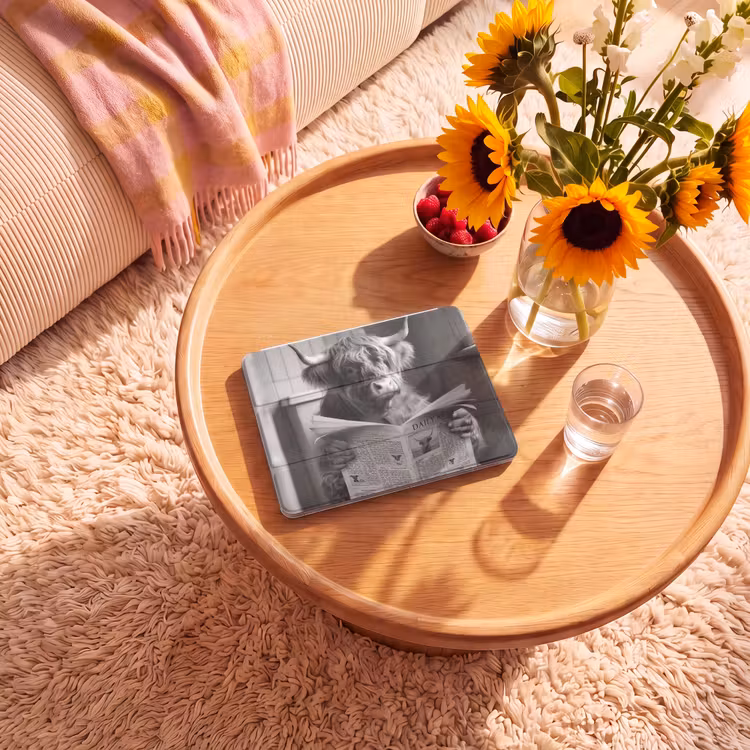 iPad hoes - Schotse hooglander - Koe - Krant - WC - Zwart wit — 2