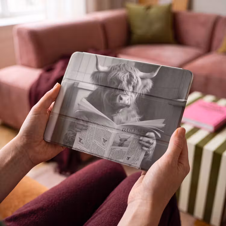 iPad hoes - Schotse hooglander - Koe - Krant - WC - Zwart wit — 4