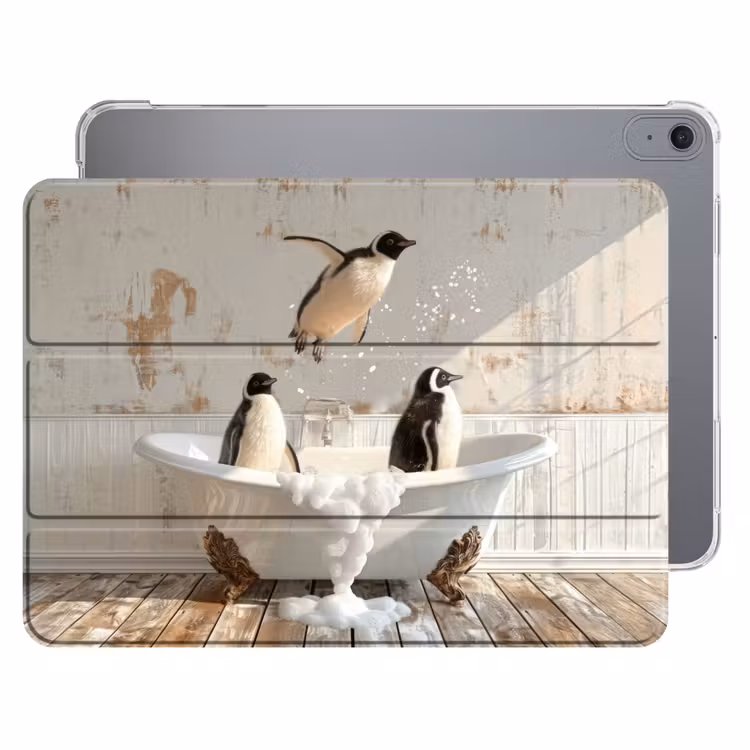 iPad hoes - Vintage - Pinguïn - Badkuip - Schuim — 1