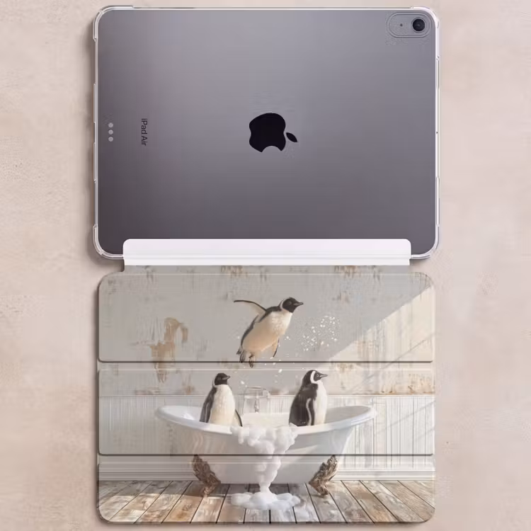 iPad hoes - Vintage - Pinguïn - Badkuip - Schuim — 6