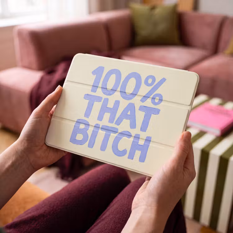 iPad hoes - 100% that bitch - Blauw - Wit — 4
