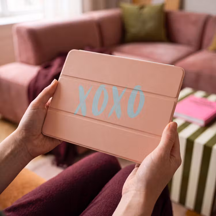 iPad hoes - XOXO - Blauw - Perzikkleur — 4