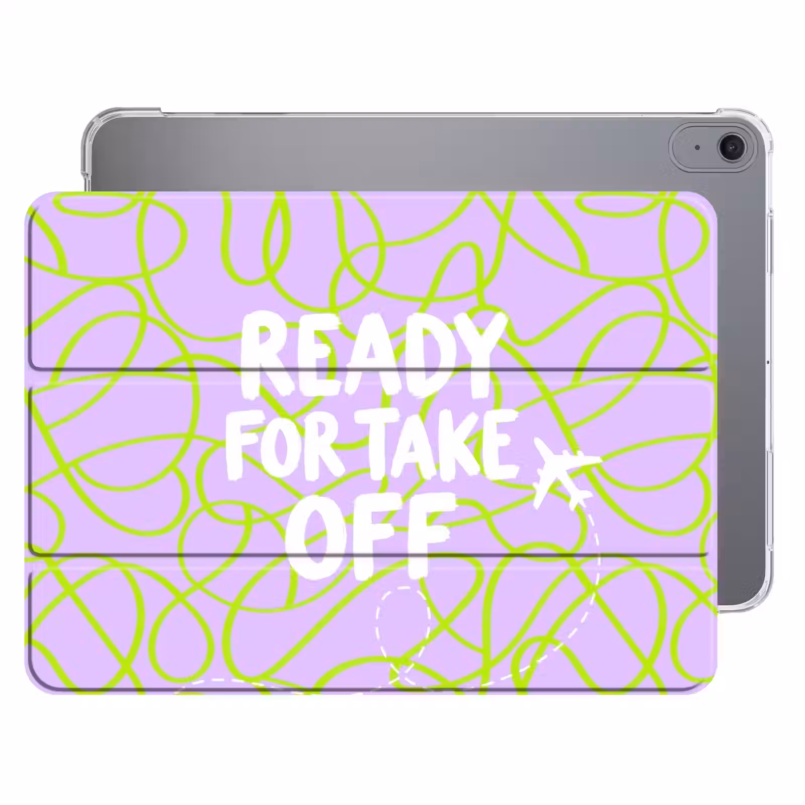 iPad hoes - Ready for take off - Vliegtuig - Groen - Paars - Golvende lijnen — 1