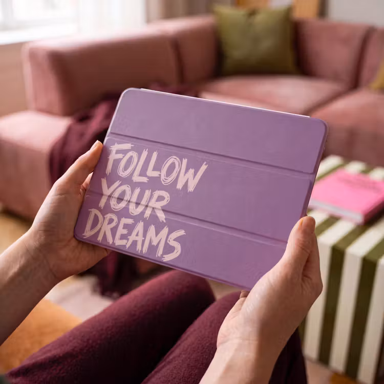 iPad hoes - Follow your dreams - Paars - Penseeltextuur — 4