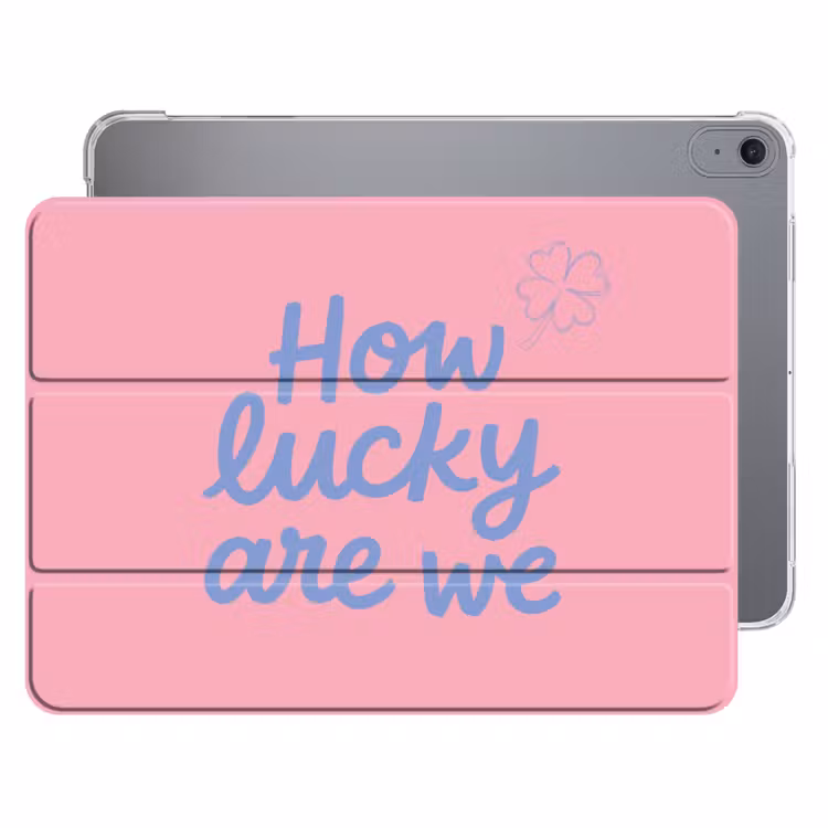 iPad hoes - How lucky are we - Klavervier - Roze - Blauw — 1