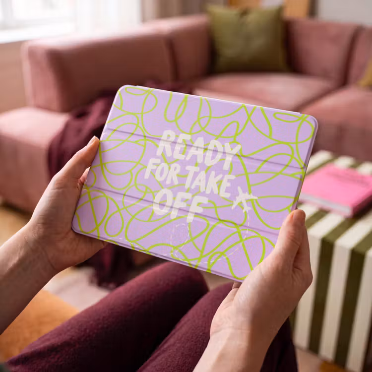 iPad hoes - Ready for take off - Vliegtuig - Groen - Paars - Golvende lijnen — 4