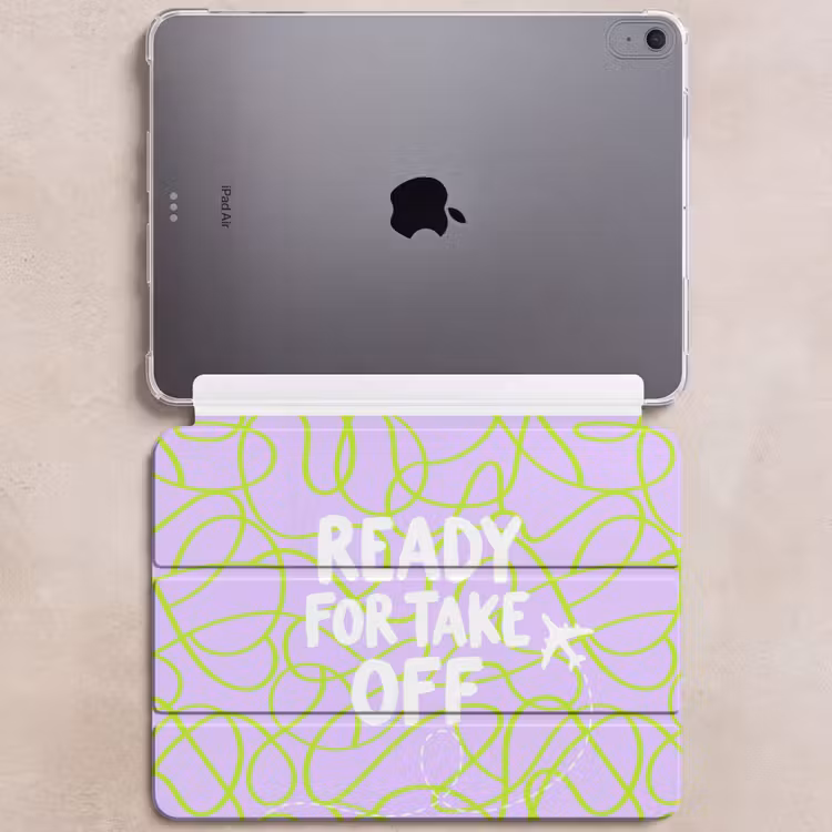iPad hoes - Ready for take off - Vliegtuig - Groen - Paars - Golvende lijnen — 6