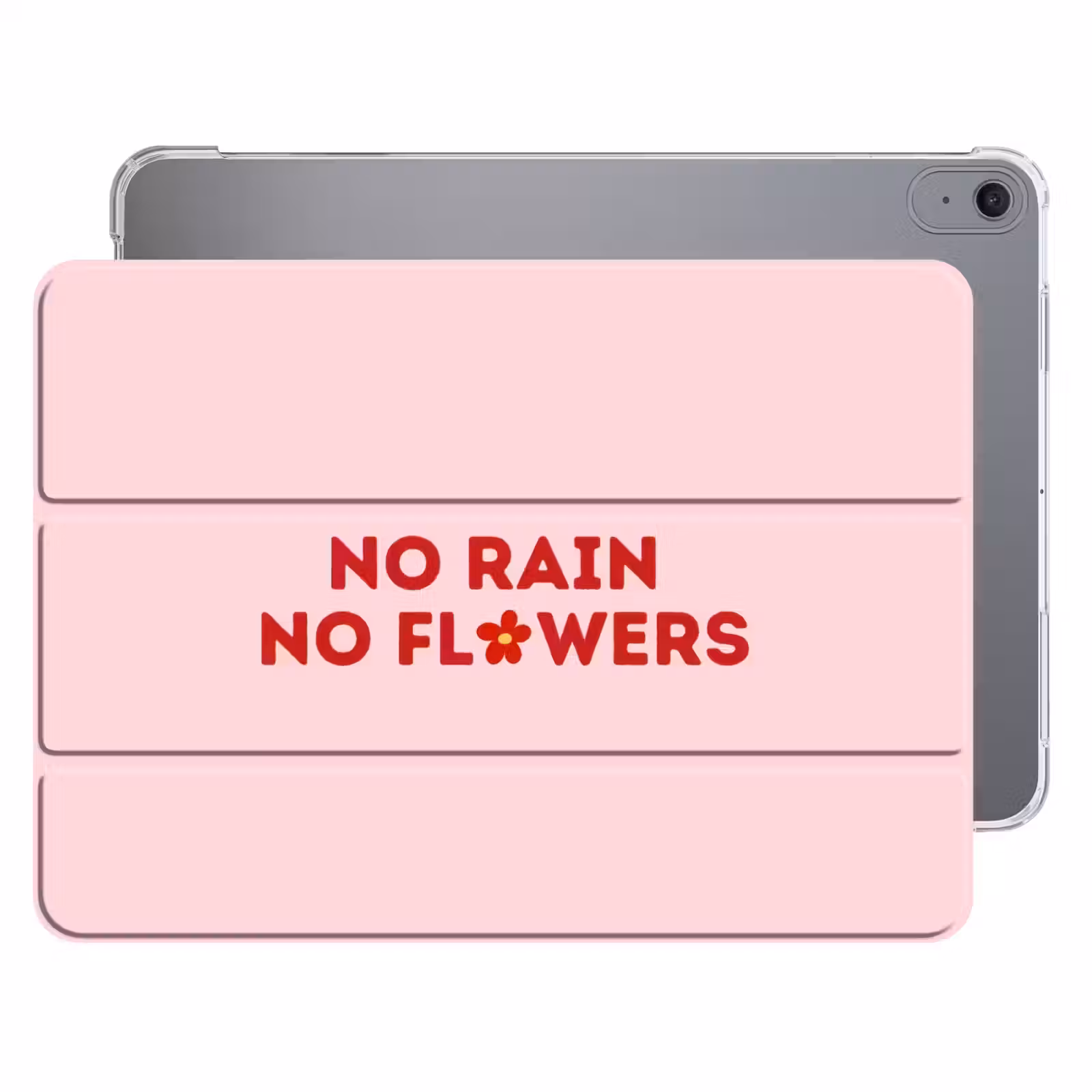iPad hoes - No rain no flowers - Minimalistisch - Roze - Bloem — 1