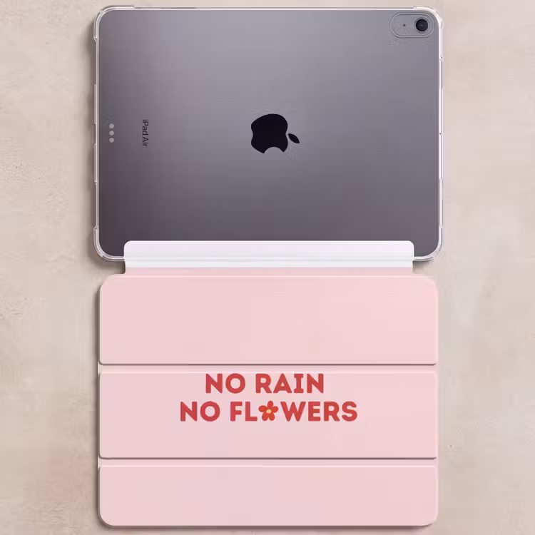 iPad hoes - No rain no flowers - Minimalistisch - Roze - Bloem — 6
