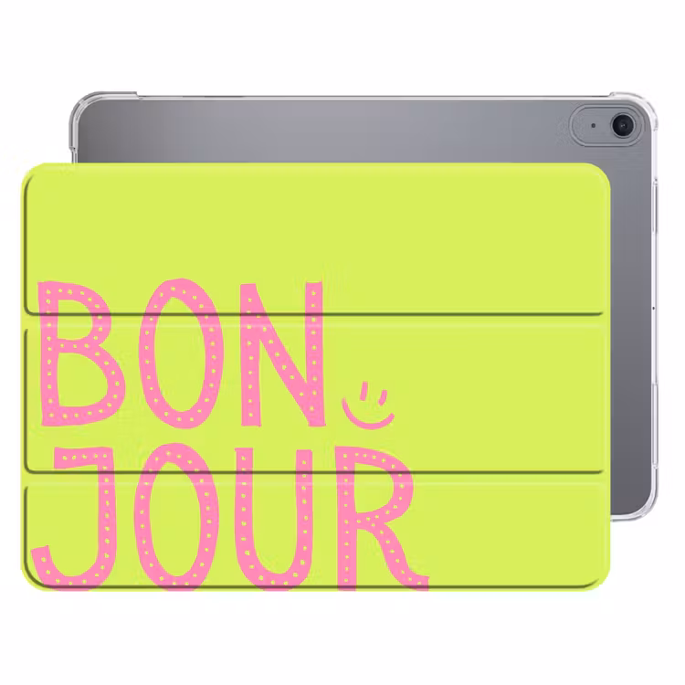 iPad hoes - Groen - Smiley - Bonjour - Roze — 1