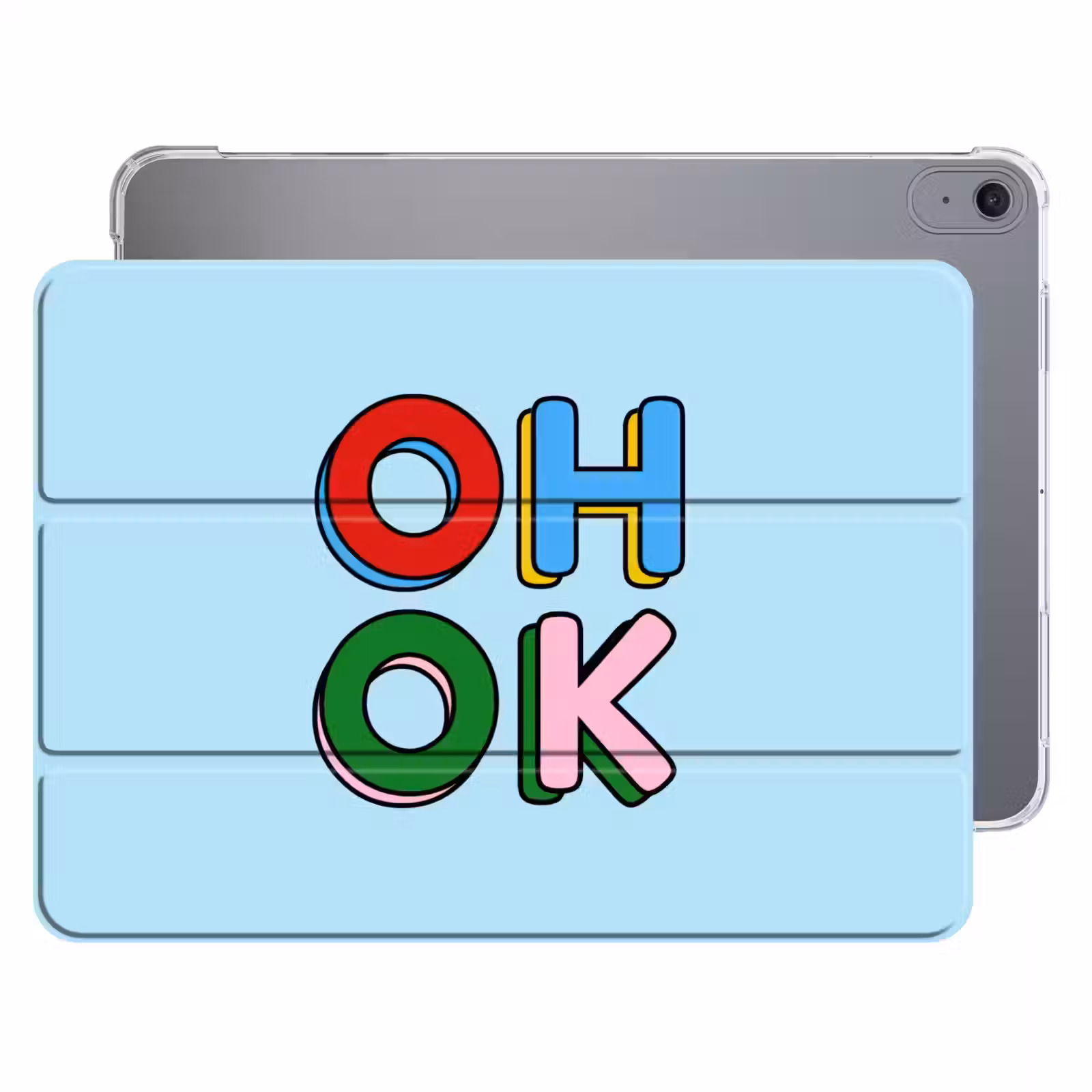 iPad hoes - Oh ok - Blauw - Kleurrijk — 1