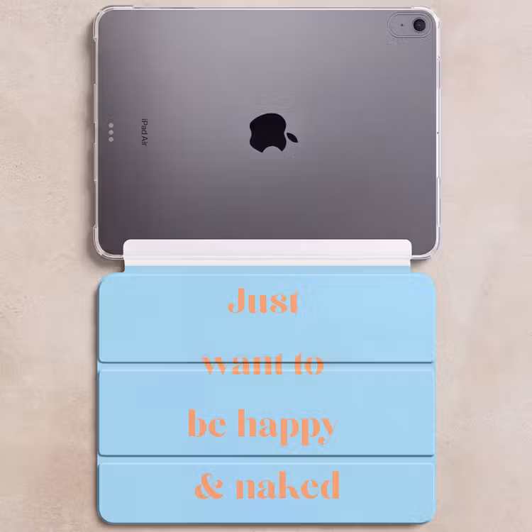 iPad hoes - Blauw - Oranje - Just want to be happy & naked — 6