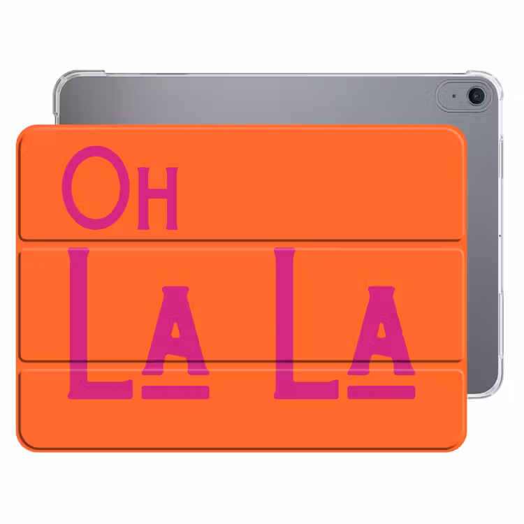 iPad hoes - Oh la la - Oranje - Roze - Scheeflettertype — 1
