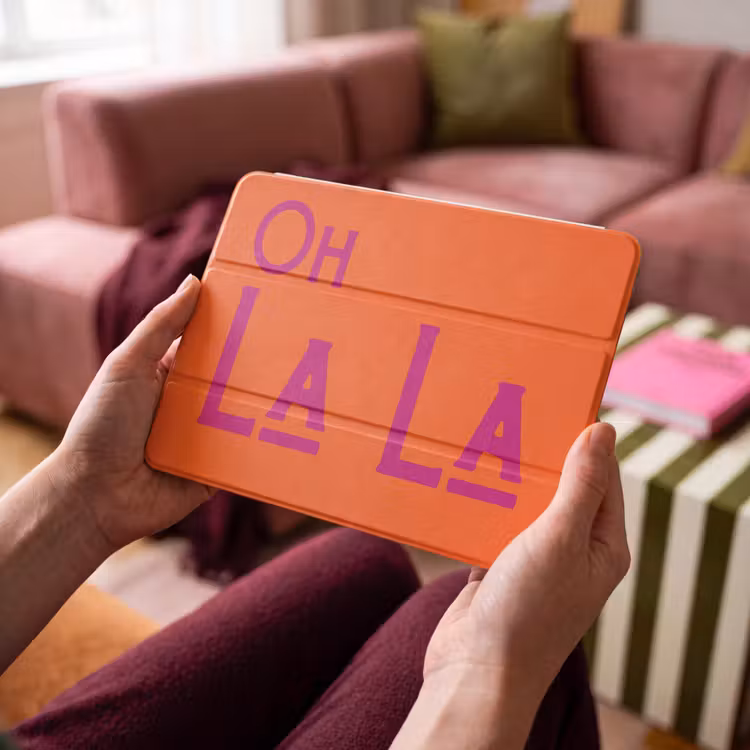 iPad hoes - Oh la la - Oranje - Roze - Scheeflettertype — 4