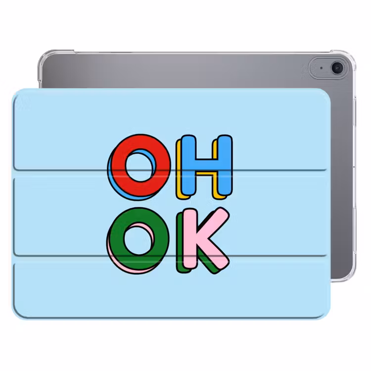 iPad hoes - Oh ok - Blauw - Kleurrijk — 1