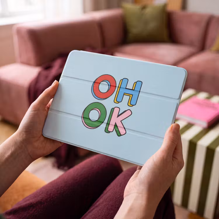 iPad hoes - Oh ok - Blauw - Kleurrijk — 4