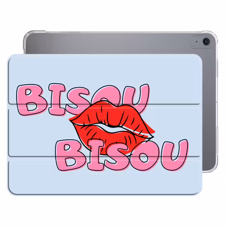 iPad hoes - Bisou - Blauw - Roze - Lippen — 1