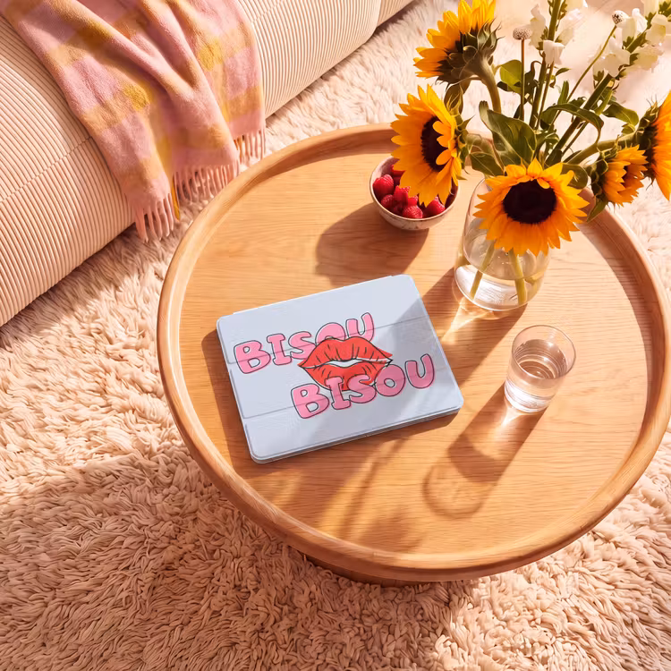 iPad hoes - Bisou - Blauw - Roze - Lippen — 2