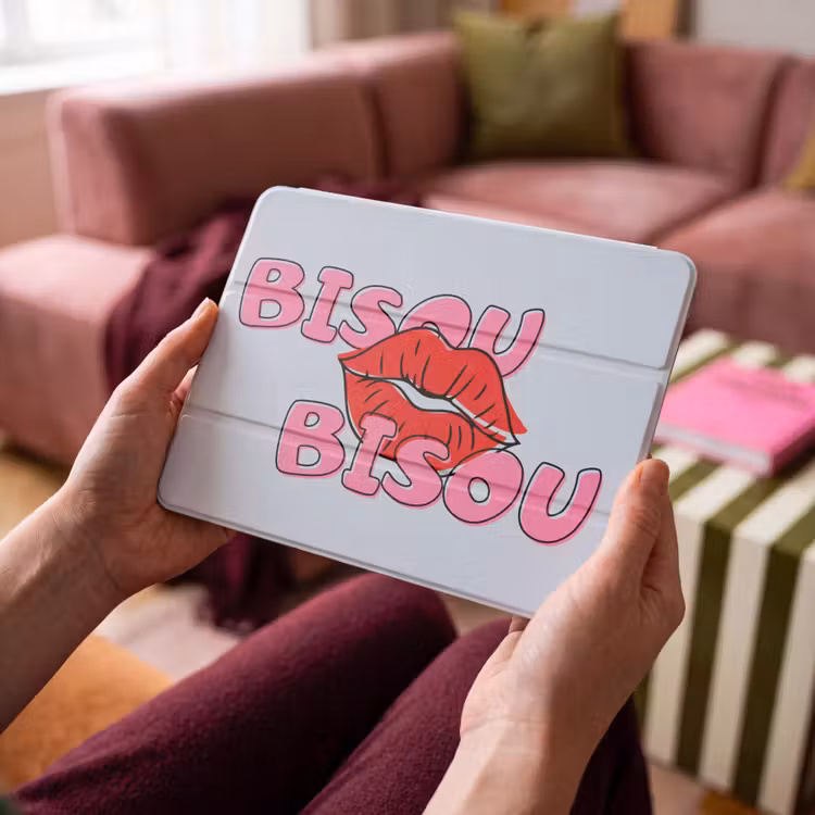 iPad hoes - Bisou - Blauw - Roze - Lippen — 4