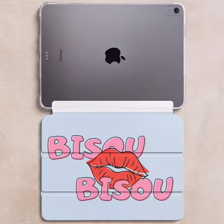 iPad hoes - Bisou - Blauw - Roze - Lippen — 6