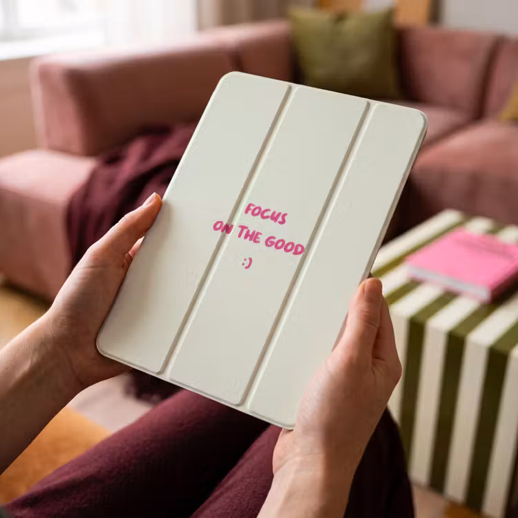 iPad hoes - Focus - Beige - Roze - Smiley — 4