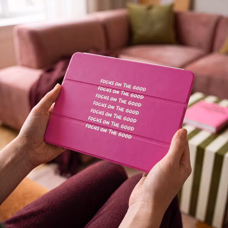 iPad hoes - Focus on the good - Roze - wit — 4