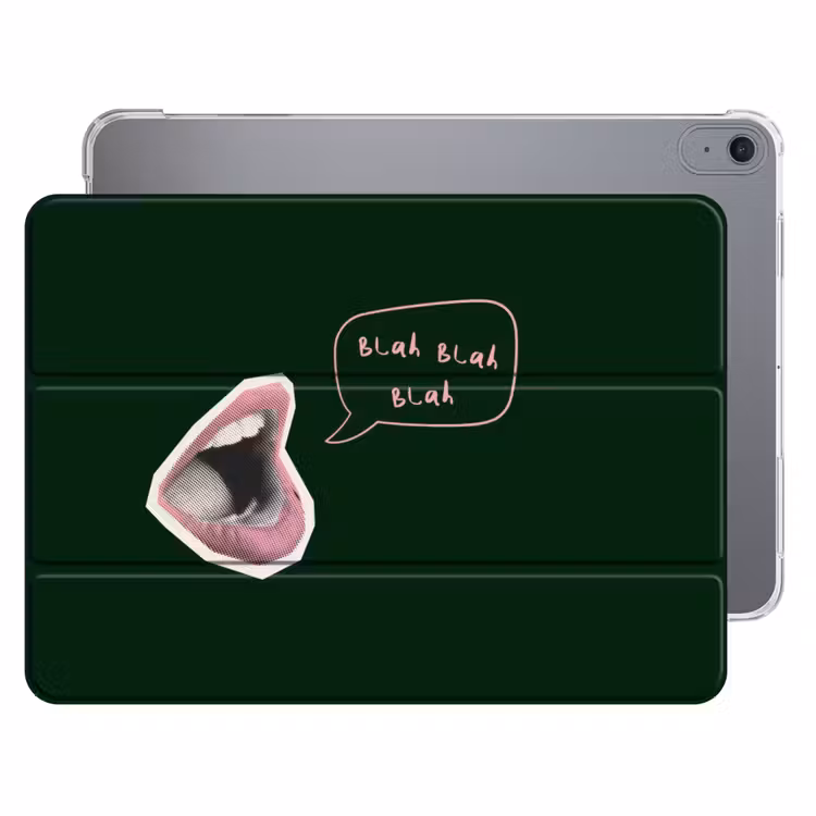 iPad hoes - Illustratie - Mond - Donkergroen - Tekstwolkje — 1