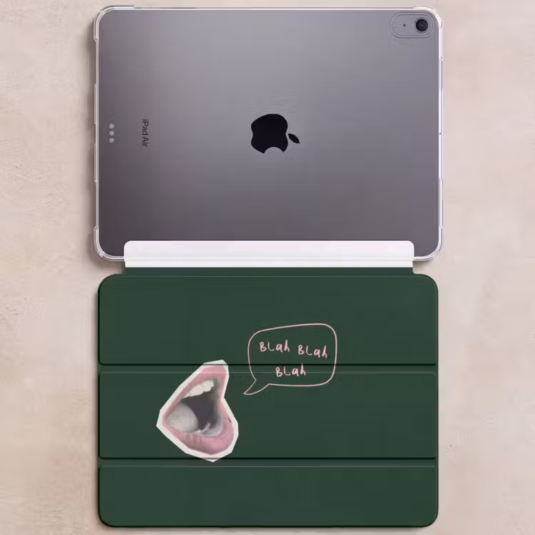 iPad hoes - Illustratie - Mond - Donkergroen - Tekstwolkje — 6