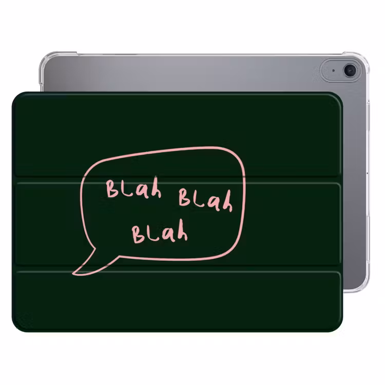 iPad hoes - Tekstwolkje - Donkergroen - BLAH BLAH BLAH — 1