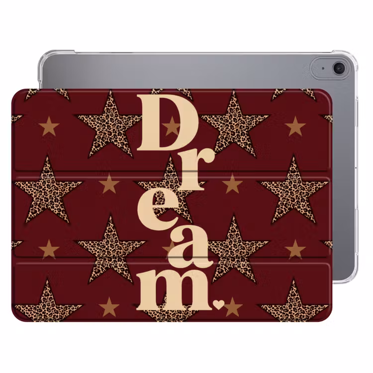 iPad hoes - Sterren - Luipaardprint - Dream - Bordeaux — 1