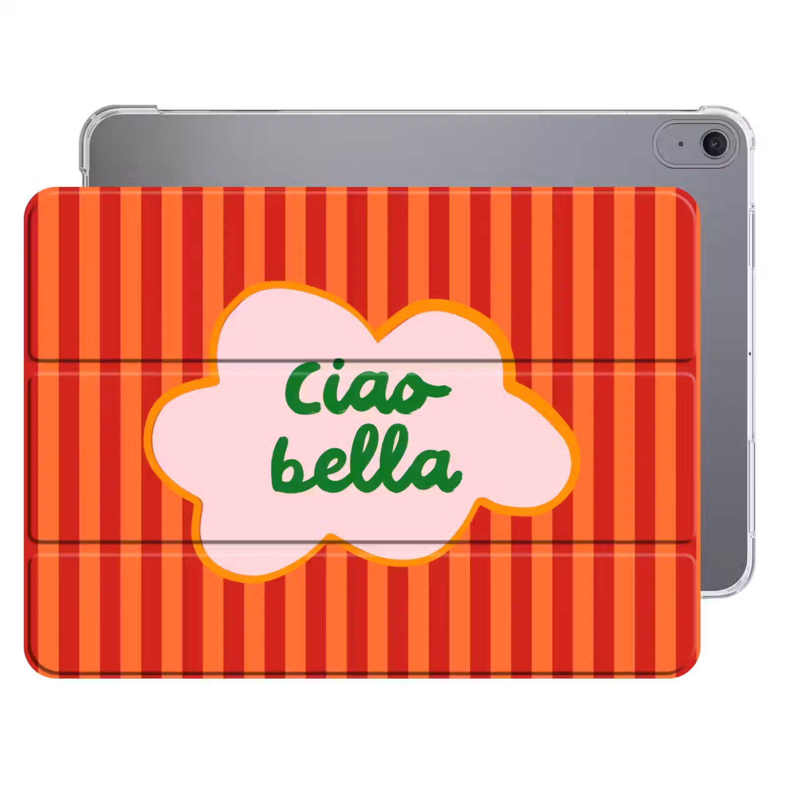 iPad hoes - Ciao bella - Tekstwolk - Strepen - Oranje — 1