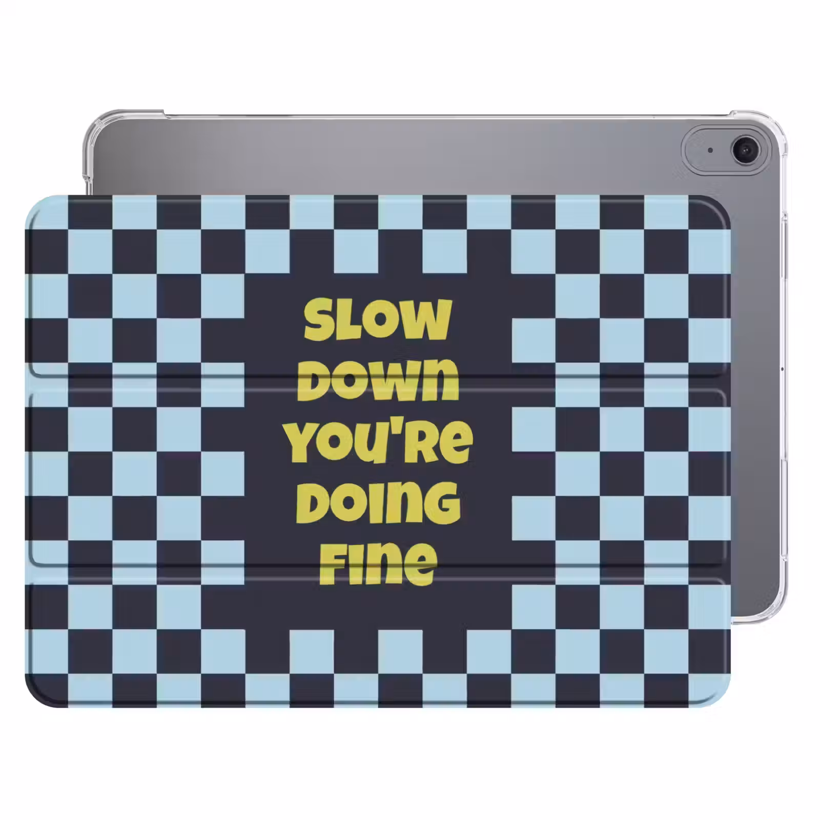 iPad hoes - Patroon - Geblok - Blauw - Slow down you're doing fine — 1