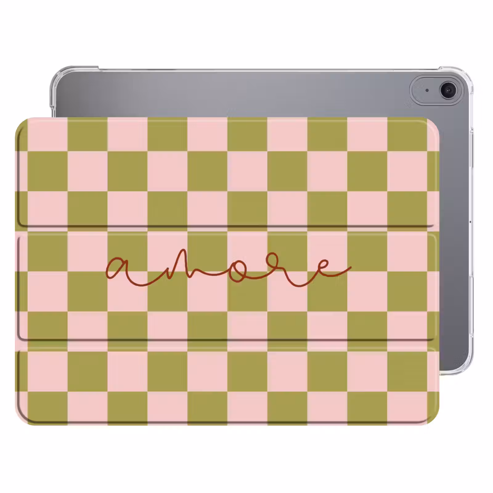 iPad hoes - Patroon - Geblokt - Olijfgroen - Amore — 1