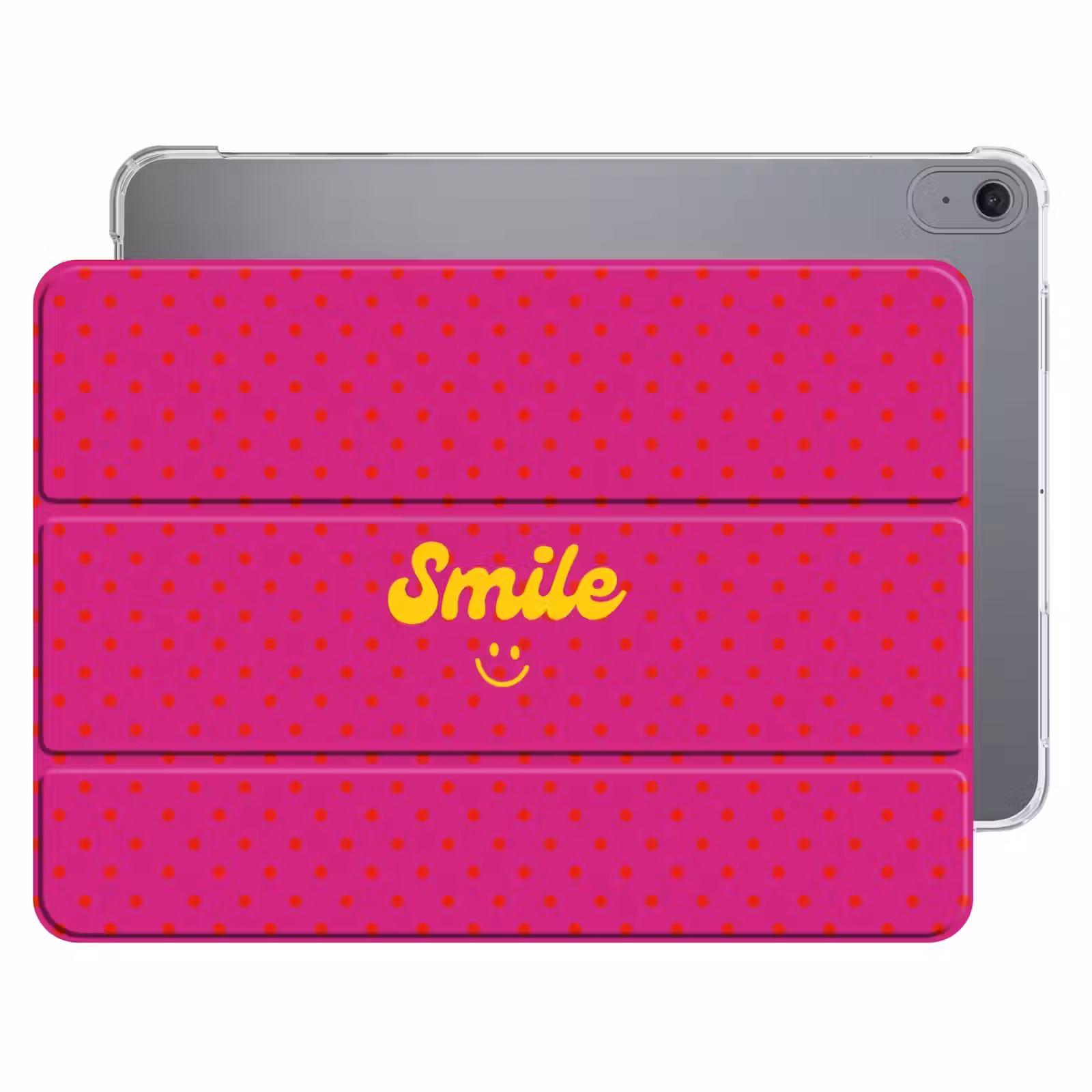 iPad hoes - Smile - Stippen - Geel - Smiley - Roze — 1