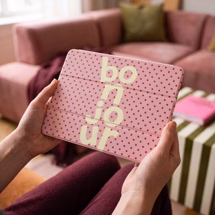 iPad hoes - Bonjour - Stippen - Roze- Geel — 4