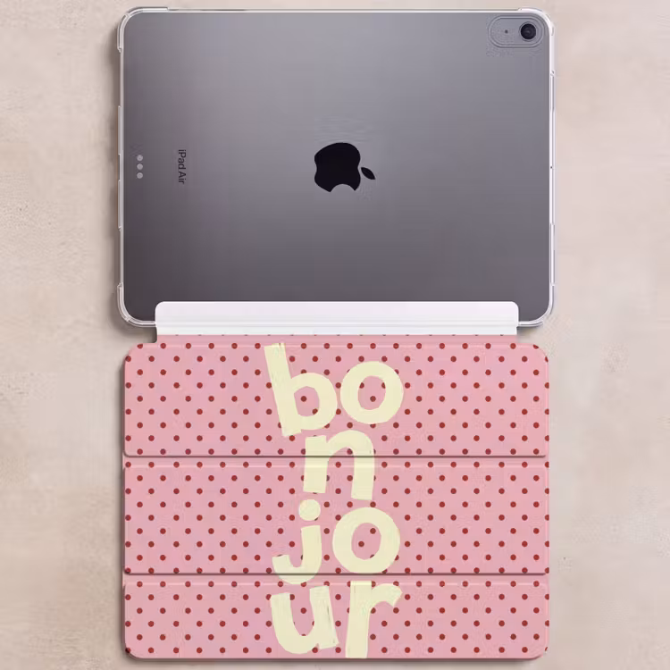 iPad hoes - Bonjour - Stippen - Roze- Geel — 6