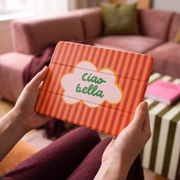 iPad hoes - Ciao bella - Tekstwolk - Strepen - Oranje — 4