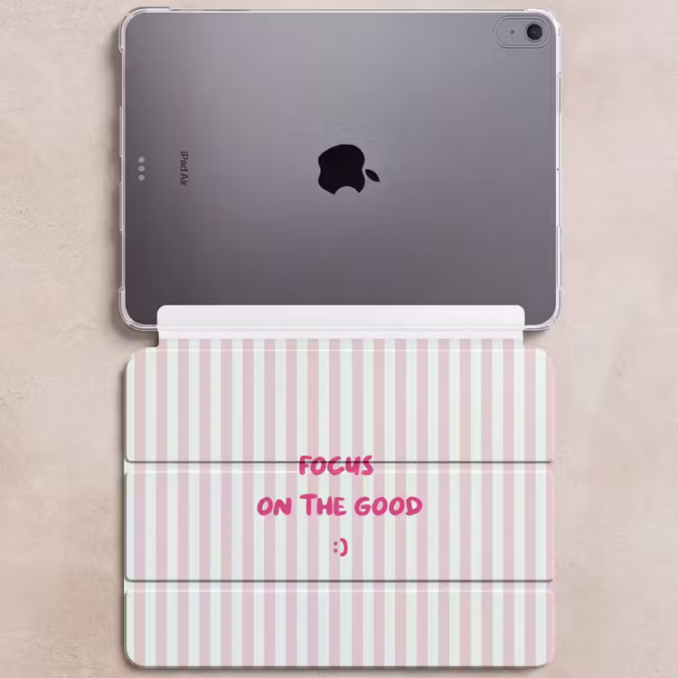 iPad hoes - Focus on the good - Strepen - Roze - Smiley — 6