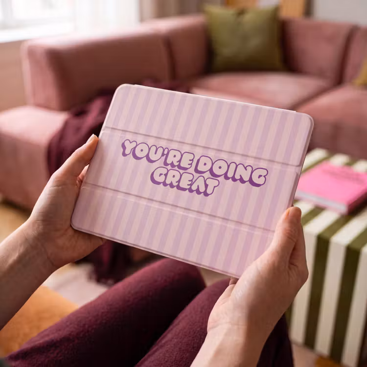 iPad hoes - Paars - Strepen - You're doing great - Schaduw — 4