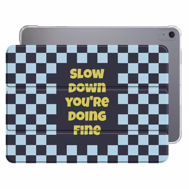 iPad hoes - Patroon - Geblok - Blauw - Slow down you're doing fine — 1