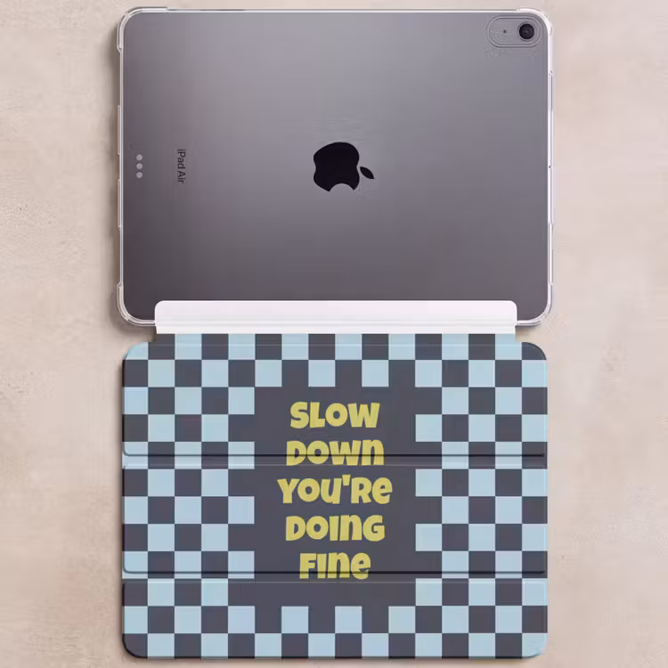 iPad hoes - Patroon - Geblok - Blauw - Slow down you're doing fine — 6