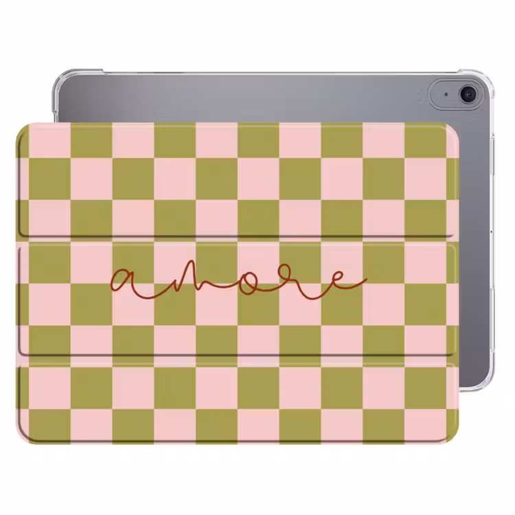 iPad hoes - Patroon - Geblokt - Olijfgroen - Amore — 1