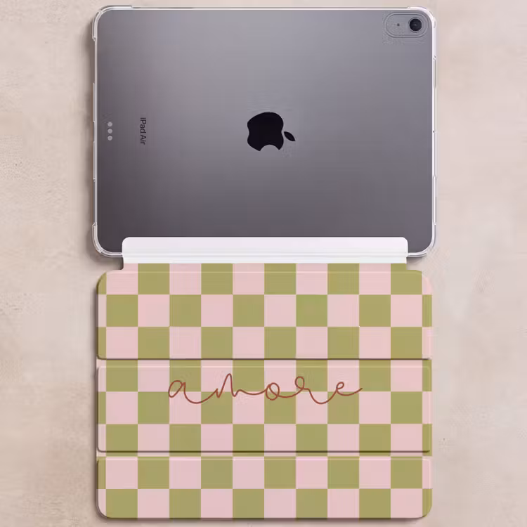 iPad hoes - Patroon - Geblokt - Olijfgroen - Amore — 6